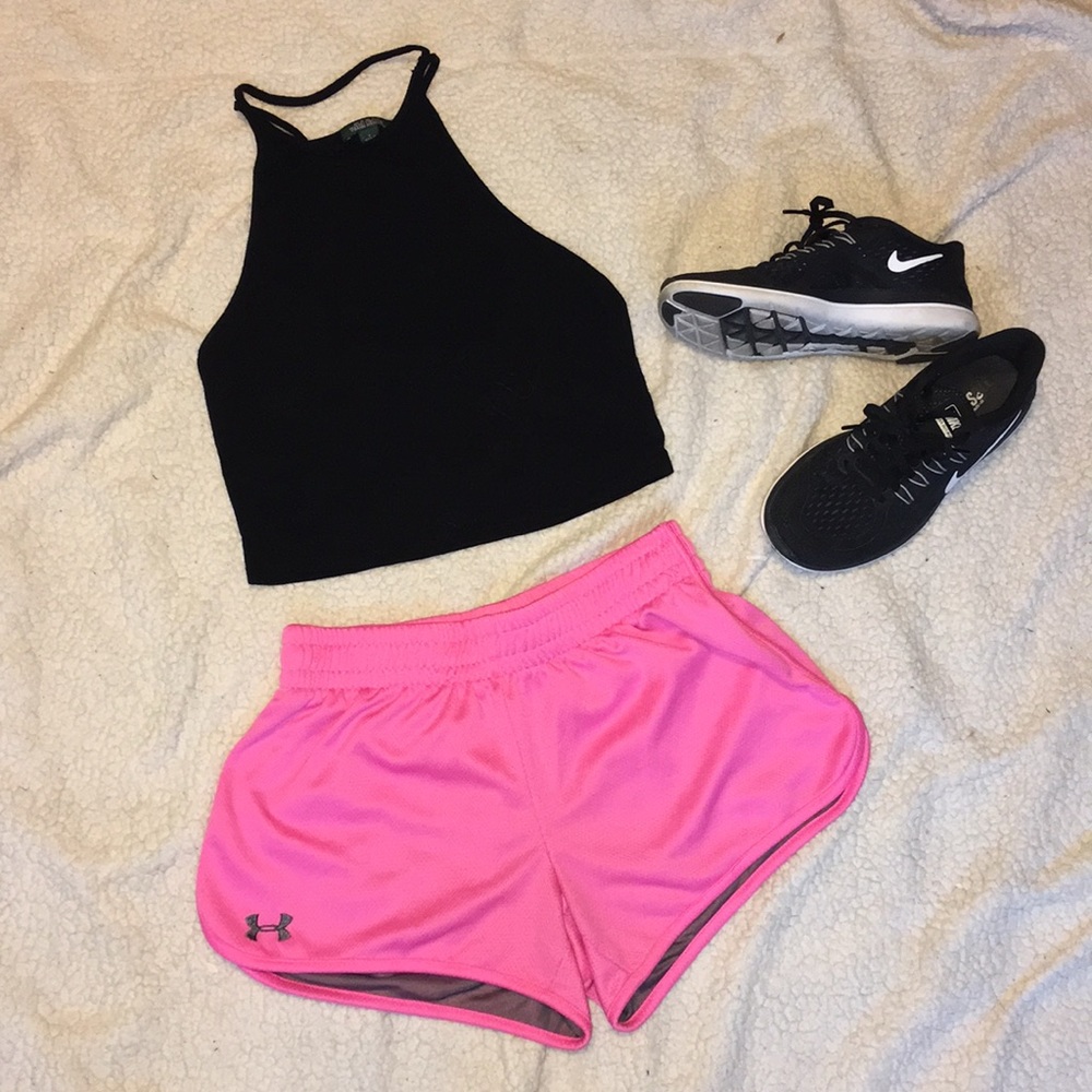 Light pink Under Armour running shorts